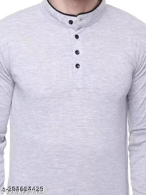 Men Fashion Solid Collar Polyester T-Shirt