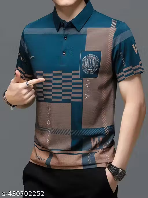 Men's Geometric Regular Polo Tshirts