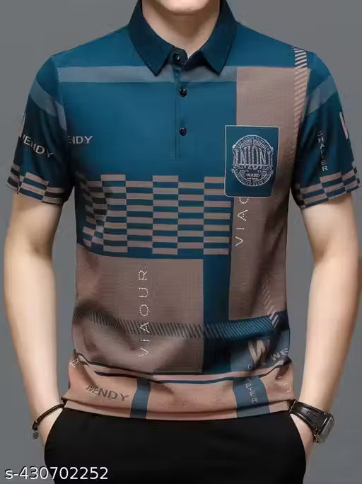 Men's Geometric Regular Polo Tshirts