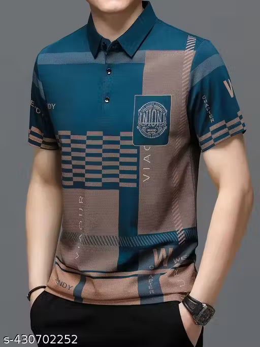 Men's Geometric Regular Polo Tshirts